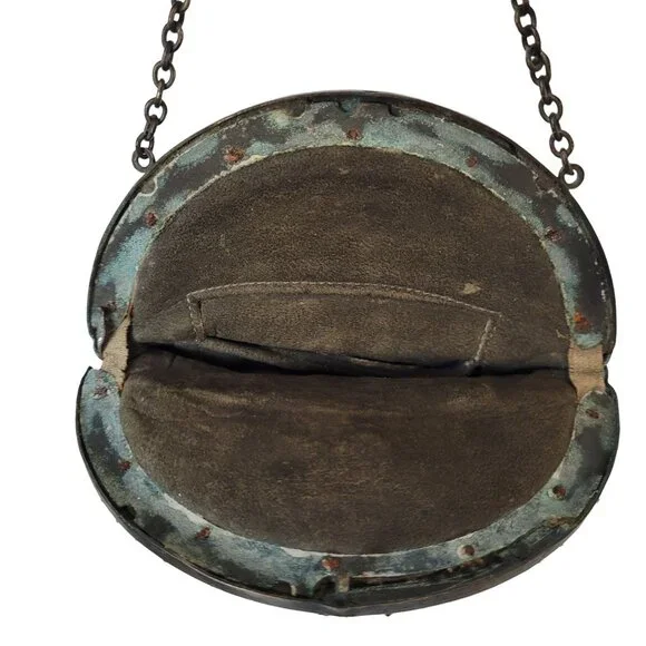 Black Beaded Small Purse With Floral Metal Frame & Fringe Detail Antique - Picture 4 of 10